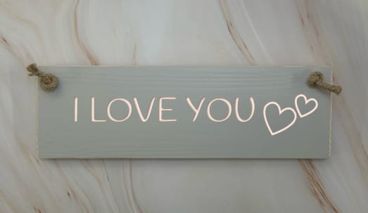 I LOVE YOU – 30cm Rustic Wooden Sign