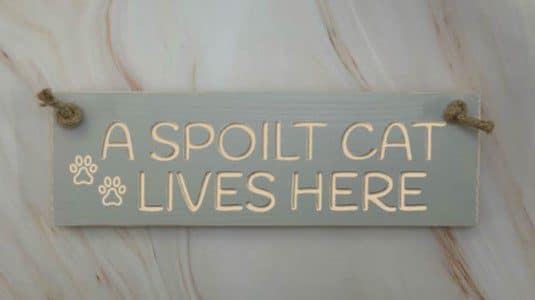 A spoilt cat lives here - 30cm Rustic Wooden Sign 5 A spoilt cat lives here elephant