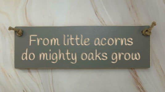 From Little Acorns Do Mighty Oaks Grow – 30cm Rustic Wooden Sign