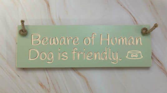 Beware of Human. Dog is friendly - 30cm Rustic Wooden Sign 3 Beware of Human. Dog is friendly apple