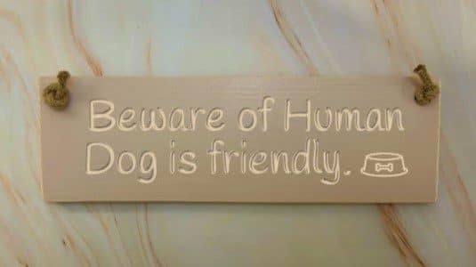 Beware of Human. Dog is friendly - 30cm Rustic Wooden Sign 5 Beware of Human. Dog is friendly potted shirm