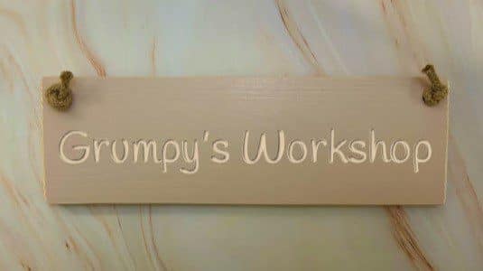 Grumpy's Workshop - 30cm Rustic Wooden Sign 4 Grumpy’s Workshop potted shirmp