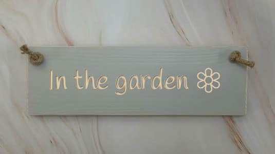 In The Garden – 30cm Rustic Wooden Sign