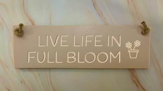 Live Life In Full Bloom – 30cm Rustic Wooden Sign