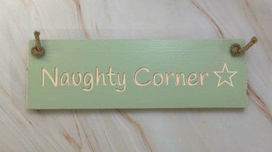 Naughty Corner - 30cm Rustic Wooden Sign 3 Naughty Corner apple
