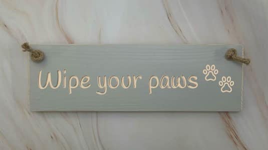 Wipe your paws - 30cm Rustic Wooden Sign 3 Wipe your paws elephant