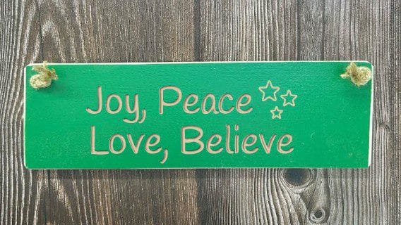 Joy, Peace, Love, Believe - 30cm Rustic Wooden Sign 4 Joy, Peace, Love, Believe - 30cm Rustic Wooden Sign - Image 4