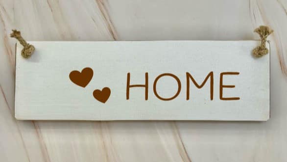 HOME (hearts) - 30cm Rustic Wooden Sign 3 HOME (hearts) white