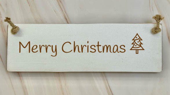 Merry Christmas - 30cm Rustic Wooden Sign 3 Merry Christmas white