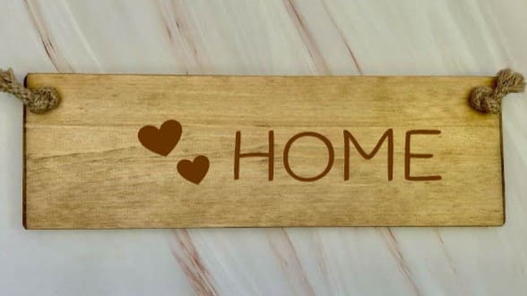 HOME (hearts) - 30cm Rustic Wooden Sign 2 HOME (hearts) wood