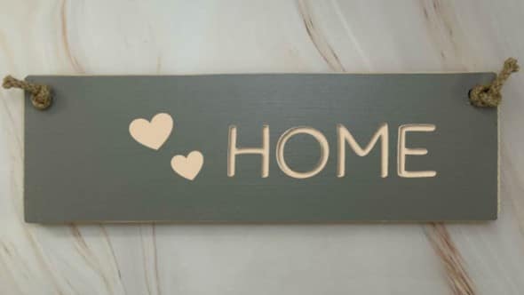 HOME (hearts) - 30cm Rustic Wooden Sign 4 HOME (hearts) - 30cm Rustic Wooden Sign - Image 4