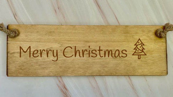 Merry Christmas - 30cm Rustic Wooden Sign 2 Merry Christmas wooden
