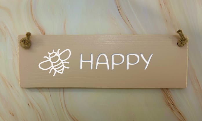 Bee Happy - 30cm Rustic Wooden Sign 7 Bee Happy - 30cm Rustic Wooden Sign - Image 7