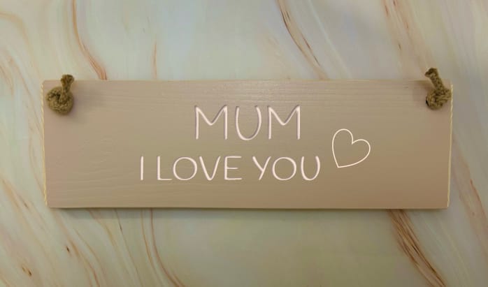 MUM I love you - 30cm Rustic Wooden Sign 5 MUM I love you - 30cm Rustic Wooden Sign - Image 5