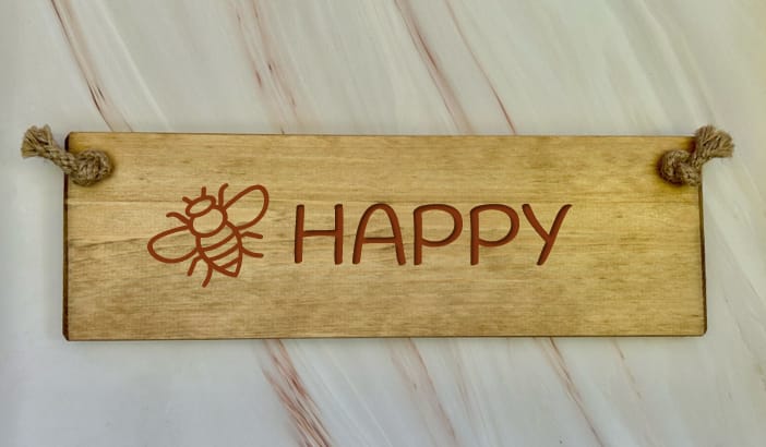 Bee Happy - 30cm Rustic Wooden Sign 6 Bee Happy - 30cm Rustic Wooden Sign - Image 6
