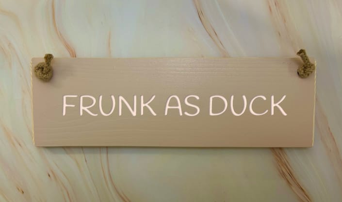FRUNK AS DUCK - 30cm Rustic Wooden Sign 5 FRUNK AS DUCK - 30cm Rustic Wooden Sign - Image 5
