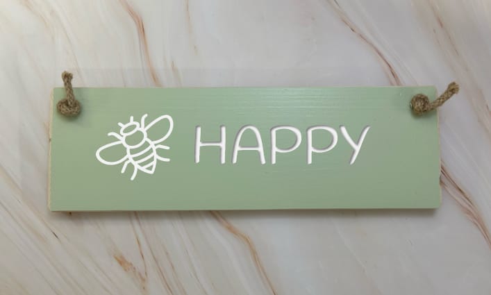 Bee Happy - 30cm Rustic Wooden Sign 3 Bee Happy - 30cm Rustic Wooden Sign - Image 3