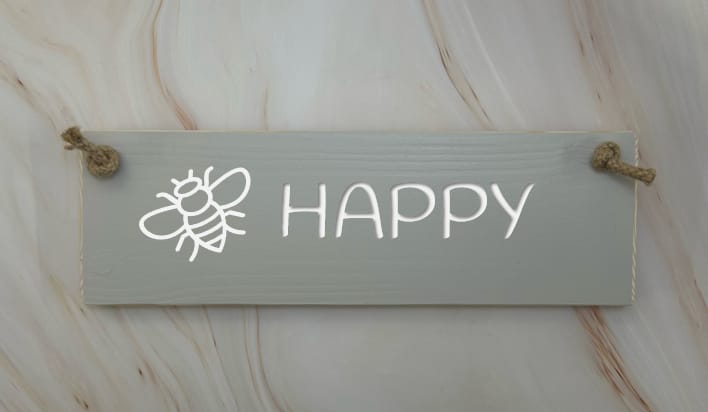 Bee Happy - 30cm Rustic Wooden Sign 4 Bee Happy - 30cm Rustic Wooden Sign - Image 4
