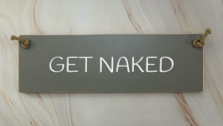 GET NAKED – 30cm Rustic Wooden Sign