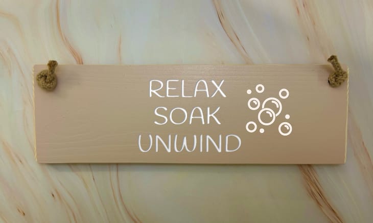 RELAX, SOAK, UNWIND - 30cm Rustic Wooden Sign 6 RELAX, SOAK, UNWIND - 30cm Rustic Wooden Sign - Image 6