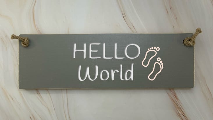Hello World – 30cm Rustic Wooden Sign