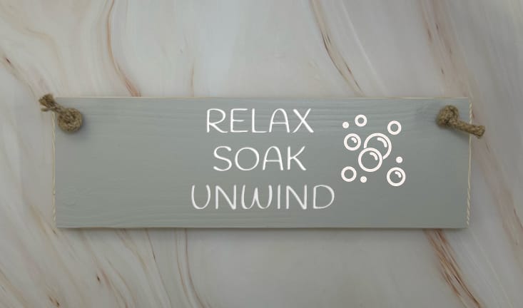 RELAX, SOAK, UNWIND - 30cm Rustic Wooden Sign 5 RELAX, SOAK, UNWIND - 30cm Rustic Wooden Sign - Image 5