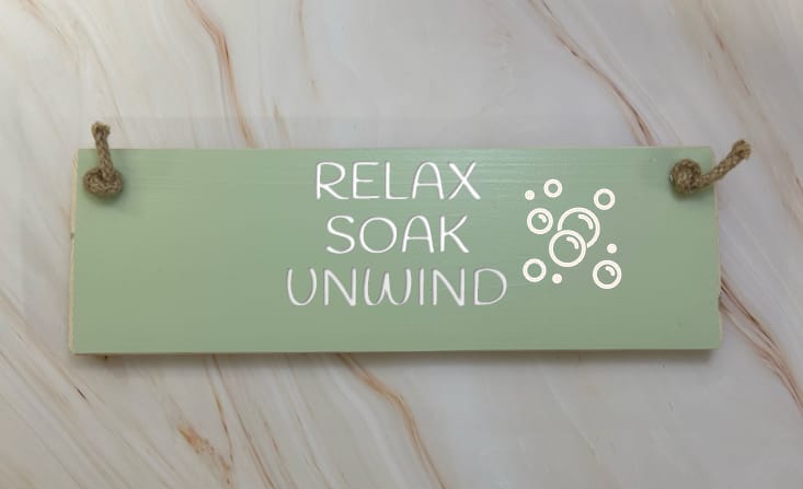 RELAX, SOAK, UNWIND - 30cm Rustic Wooden Sign 4 RELAX, SOAK, UNWIND - 30cm Rustic Wooden Sign - Image 4