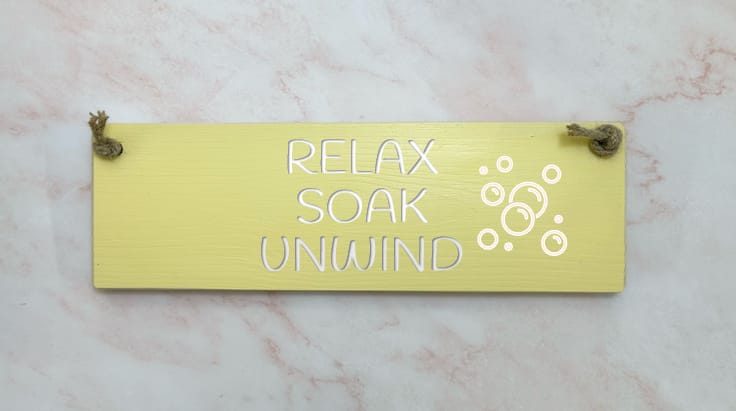 RELAX, SOAK, UNWIND - 30cm Rustic Wooden Sign 9 RELAX, SOAK, UNWIND - 30cm Rustic Wooden Sign - Image 9