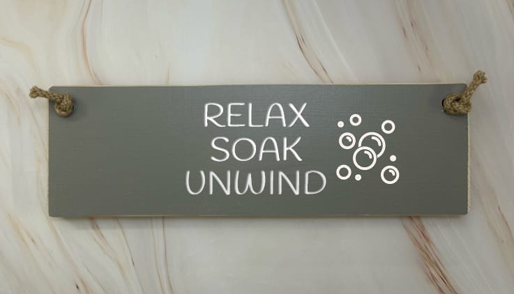 RELAX, SOAK, UNWIND - 30cm Rustic Wooden Sign 3 RELAX, SOAK, UNWIND - 30cm Rustic Wooden Sign - Image 3