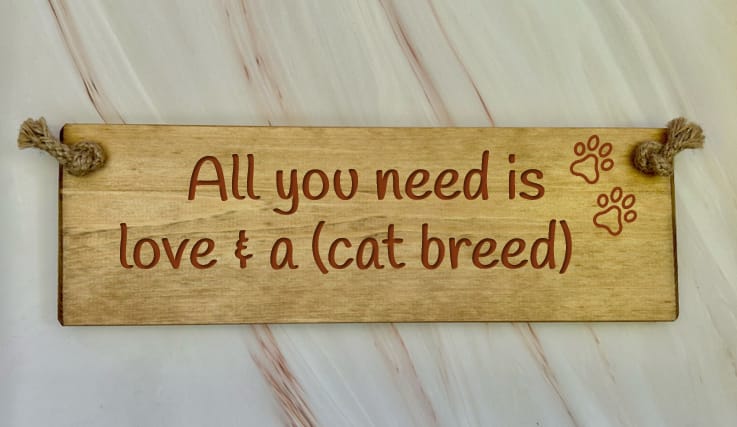 All you need is love & an Abyssinian - 30cm Rustic Wooden Sign 1 All you need is love & an Abyssinian