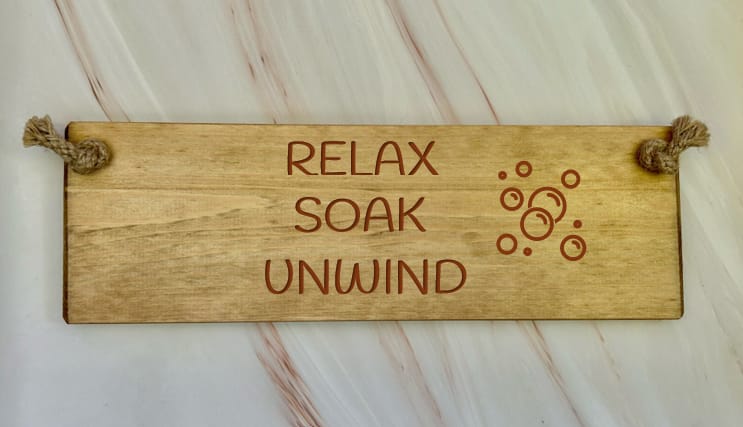 RELAX, SOAK, UNWIND - 30cm Rustic Wooden Sign 8 RELAX, SOAK, UNWIND - 30cm Rustic Wooden Sign - Image 8