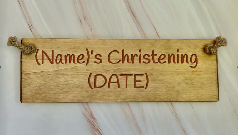 Christening - 30cm Rustic Wooden Sign 7 Christening - 30cm Rustic Wooden Sign - Image 7